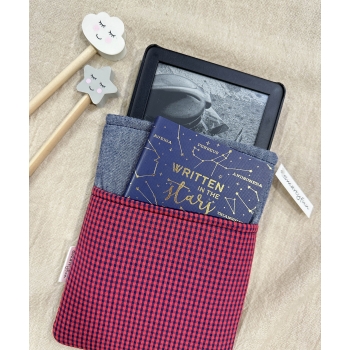 Funda Protectora "Vichy Burdeos" para Ebook, con bolsillo