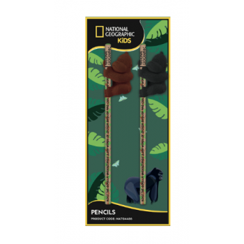 Lapiceros "Gorilas" con goma de National Geographic (Pack de 2)