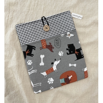 Funda Protectora "Perros" Gris con bolsillo