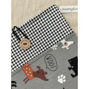 Funda Protectora "Perros" Gris con bolsillo