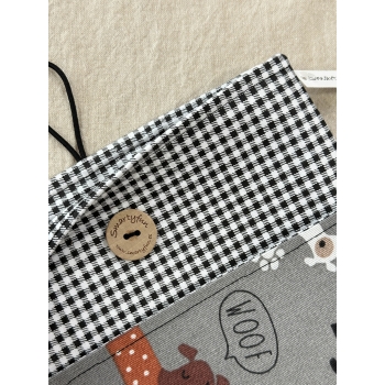 Funda Protectora "Perros" Gris con bolsillo