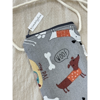 Bolsa Porta Móvil "Perros" Gris