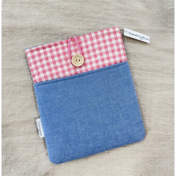 Funda Protectora para Ebook "Vichy Rosa", con bolsillo